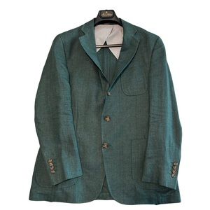 Brooks Brothers 40R 3 Button Green Linen Blazer/Sportcoat
